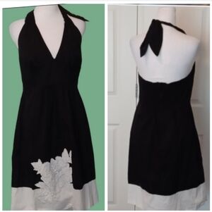 🌺Elegant Black and White Halter Dress